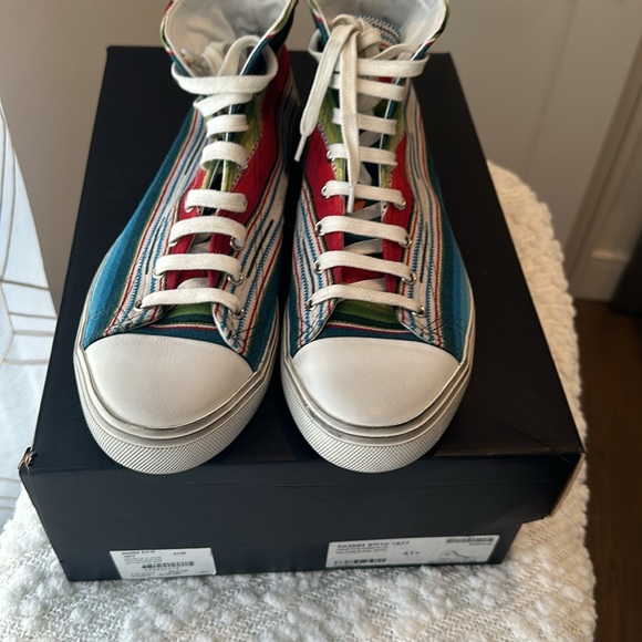 YSL Saint Laurent BEDFORD Stripe Logo High Top Sneaker Rainbow EU 41 US 8 - Picture 3 of 6